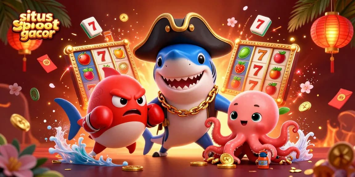 Engage with situs slot gacor as the cartoon pirate shark, pufferfish, and octopus celebrate big wins.