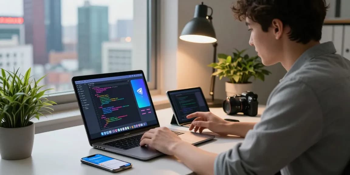 telegram china install guide with a professional using Telegram in an urban workspace