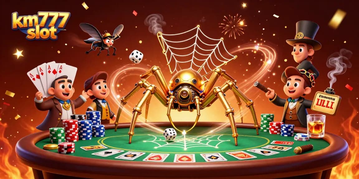 Experience the excitement of km777 slot with vibrant casino elements and rich 3D illustrations.