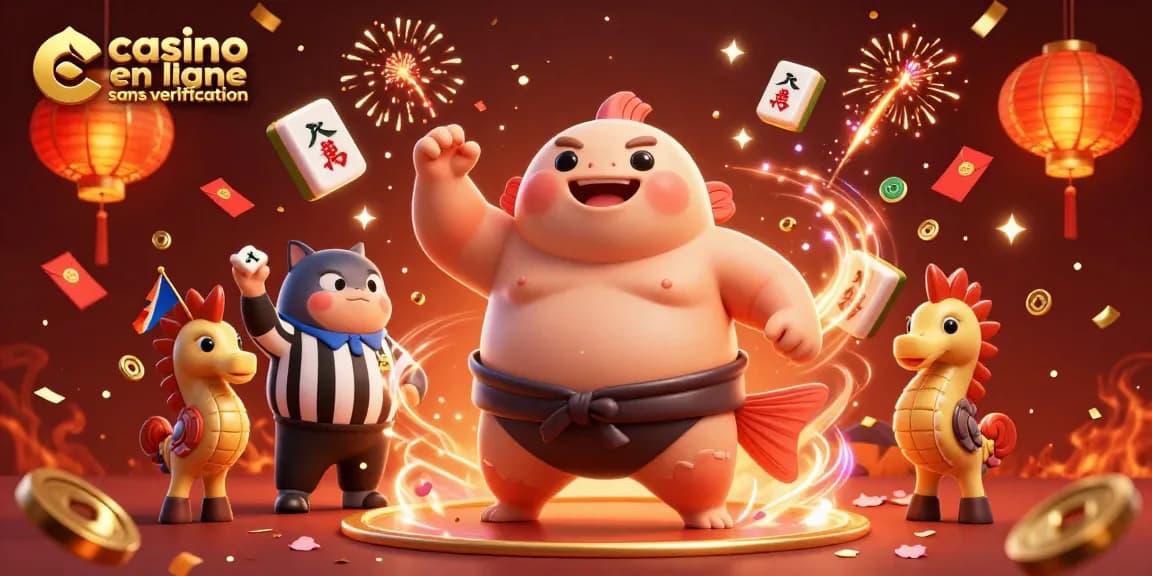Profitez d'une scène de casino en ligne sans vérification avec un fugu, un arbitre et des spectateurs si amusants.