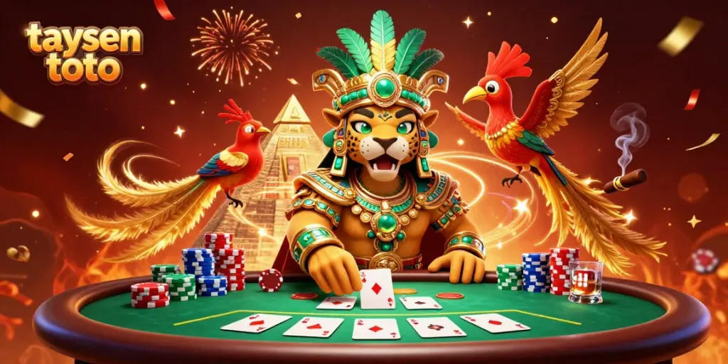 Engage with thrilling online gaming through taysen toto, showcased in a vibrant casino scene.