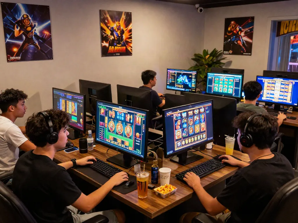 Players enjoying the thrill of slot gacor games in a cozy online gaming environment.