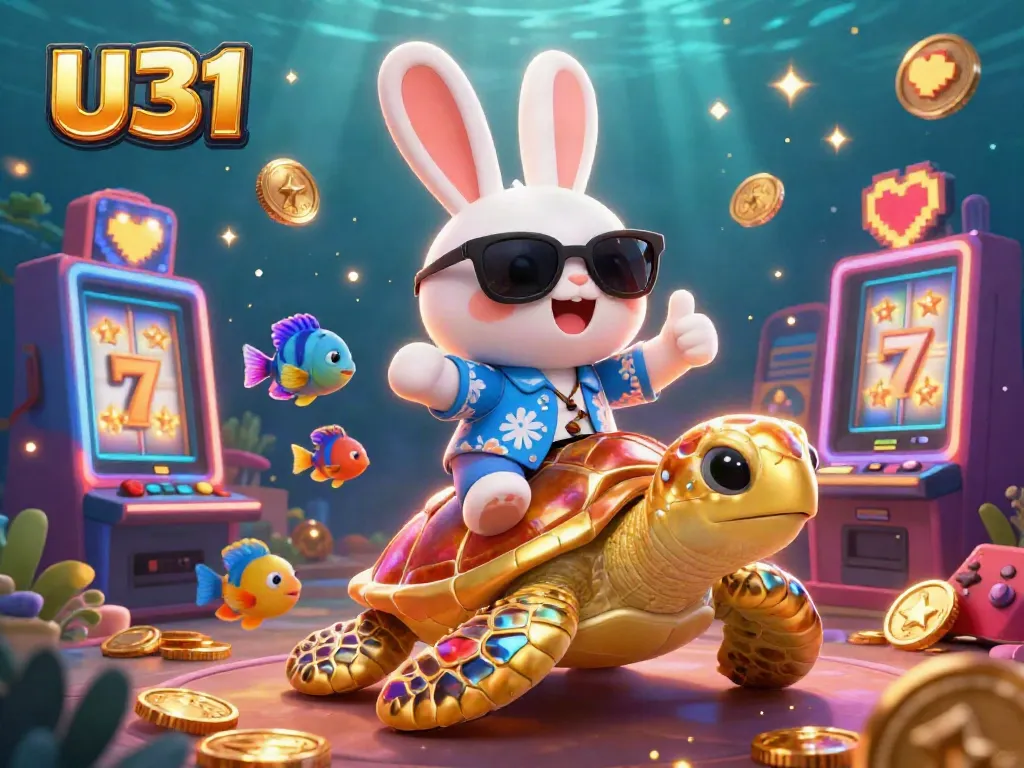 Join U31 for thrilling casino action with a lucky rabbit and vibrant slot machines!