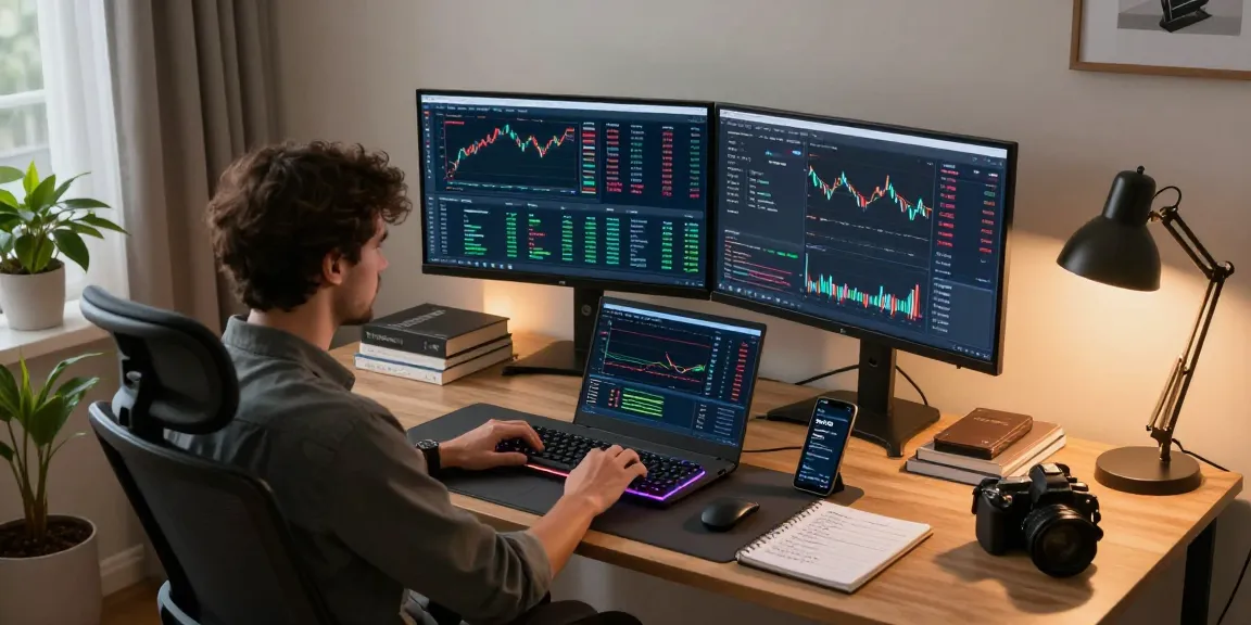 Current hcnwf stock price displayed on cryptocurrency trading monitors in a professional workspace setting.