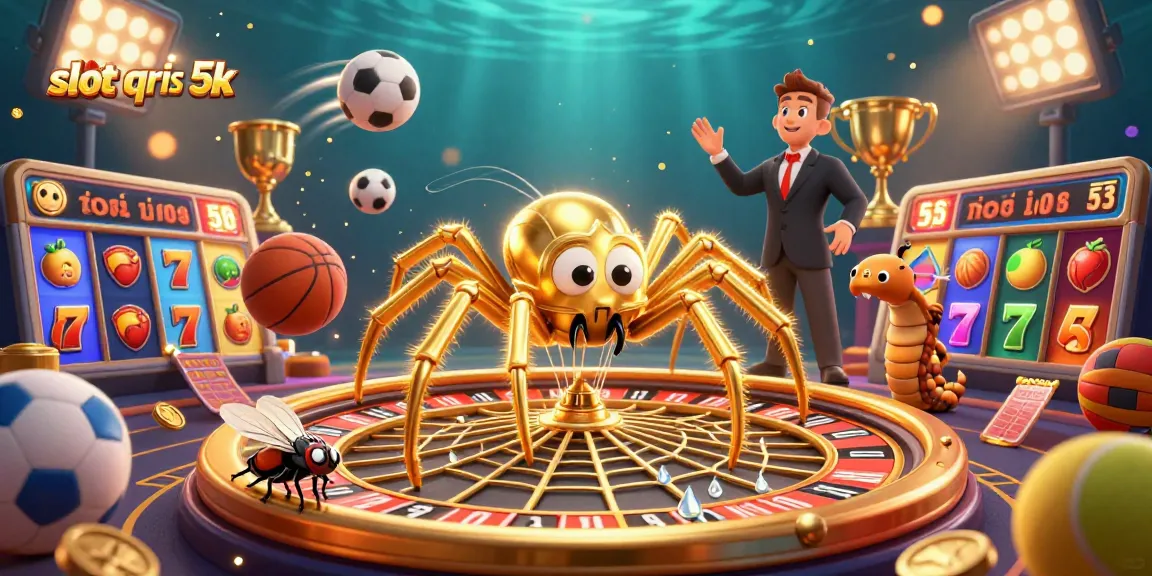 Experience the thrill of slot qris 5k with golden spiders and vibrant slot game symbols!