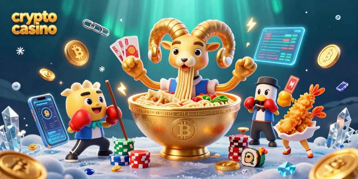 Jouez au crypto casino avec une illustration dynamique de personnages originaux et éléments de jeux de casino.