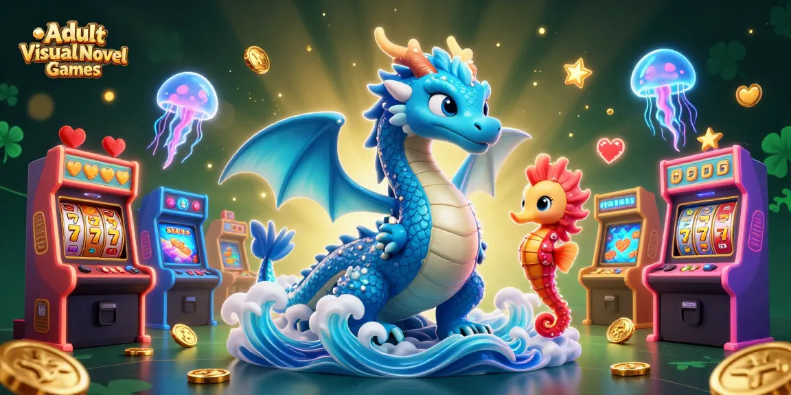 Experience thrilling Adult Visual Novel Games with a vibrant casino twist featuring animated gaming characters.