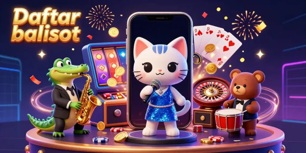 Experience the excitement of Daftar balisot with vibrant casino characters and thrilling gaming elements.