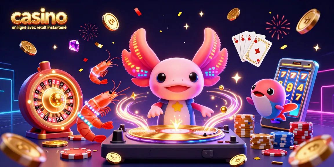 Découvrez l'univers captivant du casino en ligne avec retrait instantané grâce à cette scène vibrante et colorée.