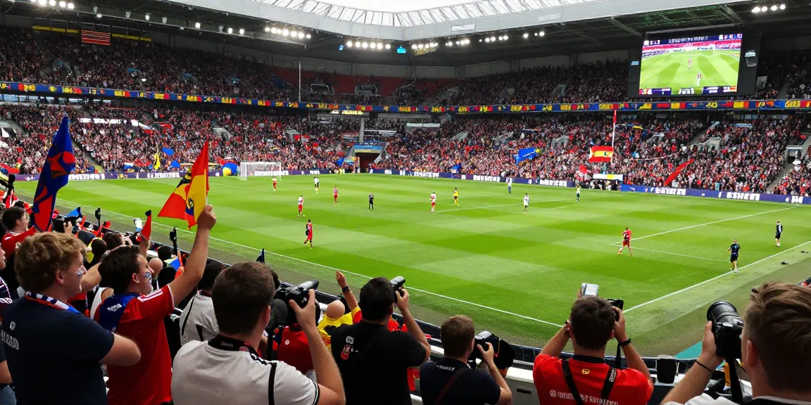 Exciting football scene with BK8 branding during a Premier League match, capturing vibrant fans and players in action.