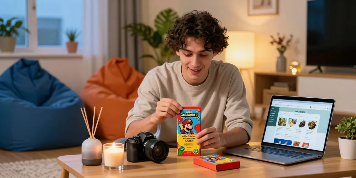 Order Zombie Mario herbal incense 5g package unboxing in a cozy home setting.