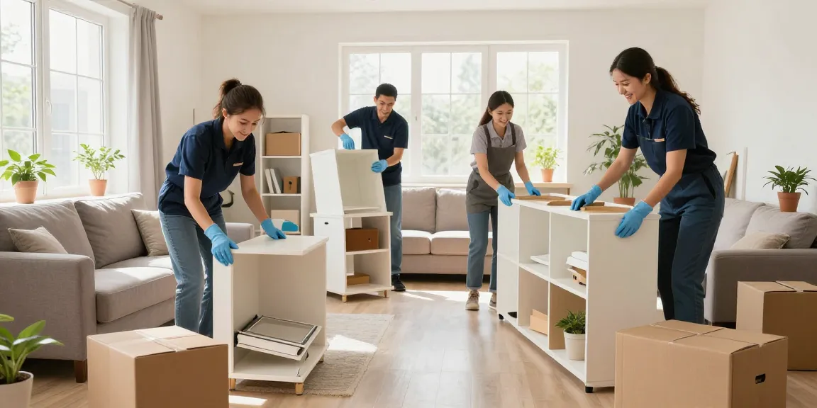 Expert Wohnungsentrümpelung Berlin team efficiently clearing a living room, creating space.