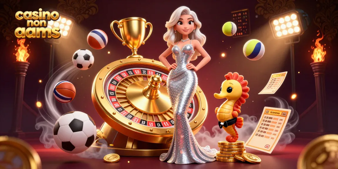 Incontra il casinò non aams con un'illustrazione 3D di una scena glamour che presenta una sirena e una ruota della roulette.