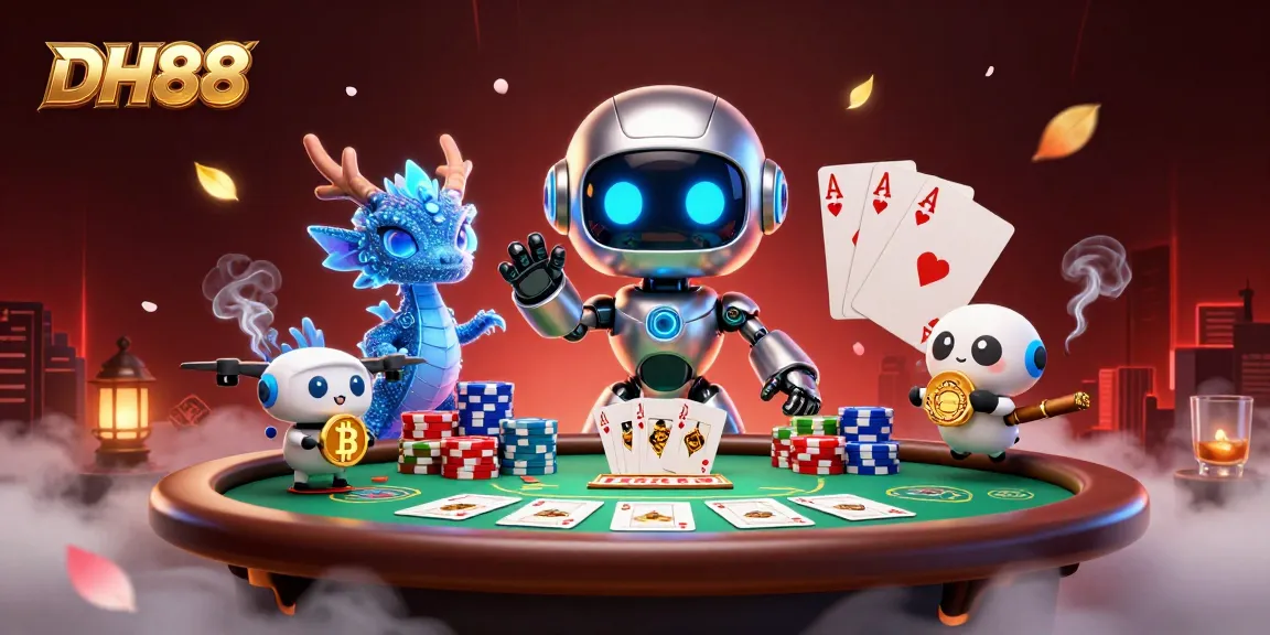 Win big at DH88 with a lively poker scene featuring vibrant, animated characters and a rich casino atmosphere.