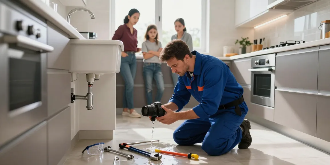 Northampton emergency plumber fixing a leak in a modern kitchen.