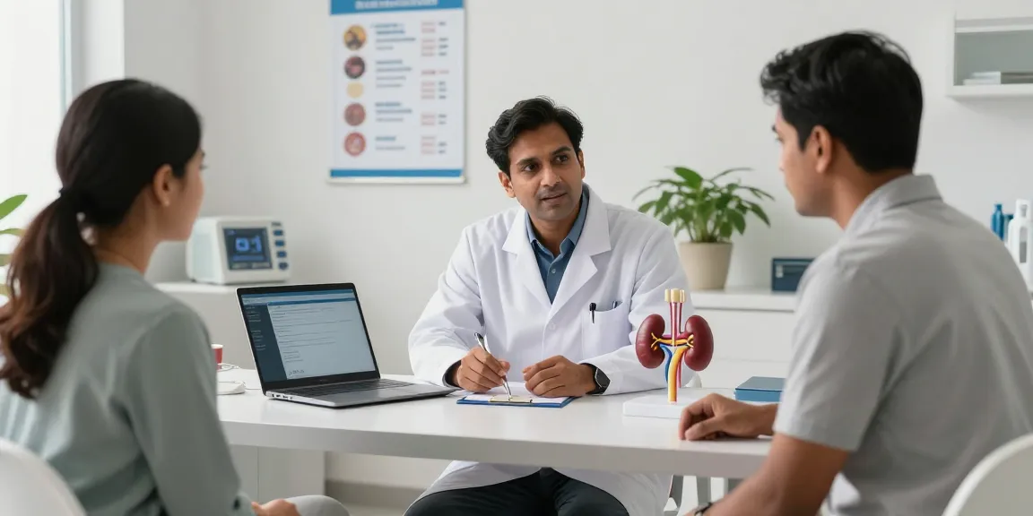 Patient consultation with the best urologist in Bhopal, Dr. Amit Kumar Jha, in a modern medical setting.