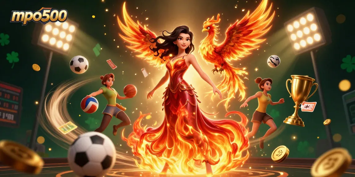 Experience the thrill of mpo500 with dynamic gaming elements in a vibrant illustration.