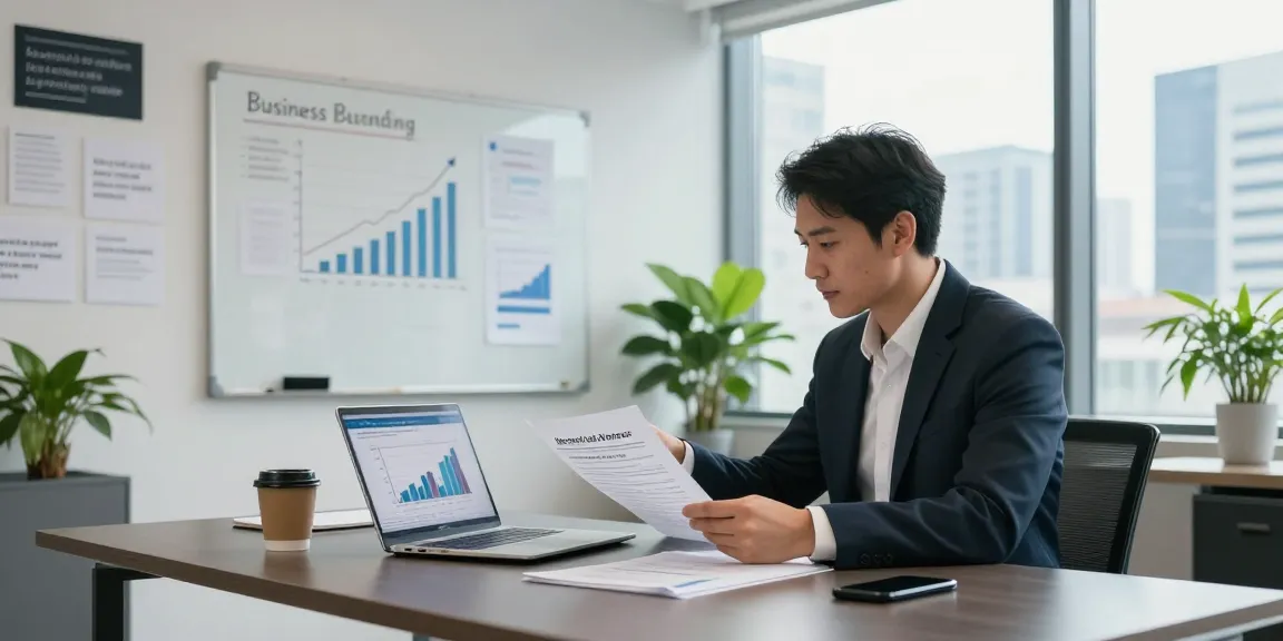 Apply for merchant cash advance in a modern office setting with financial documents and laptop.