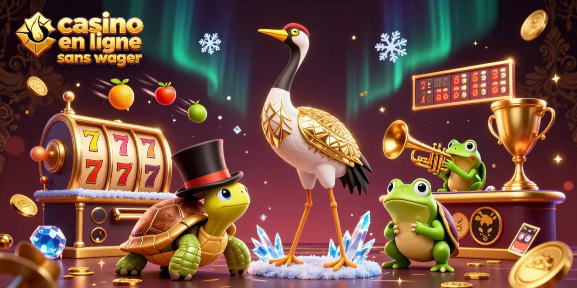 Plongez dans l'univers du casino en ligne sans wager avec cette illustration captivante pleine de symboles et d'animations.