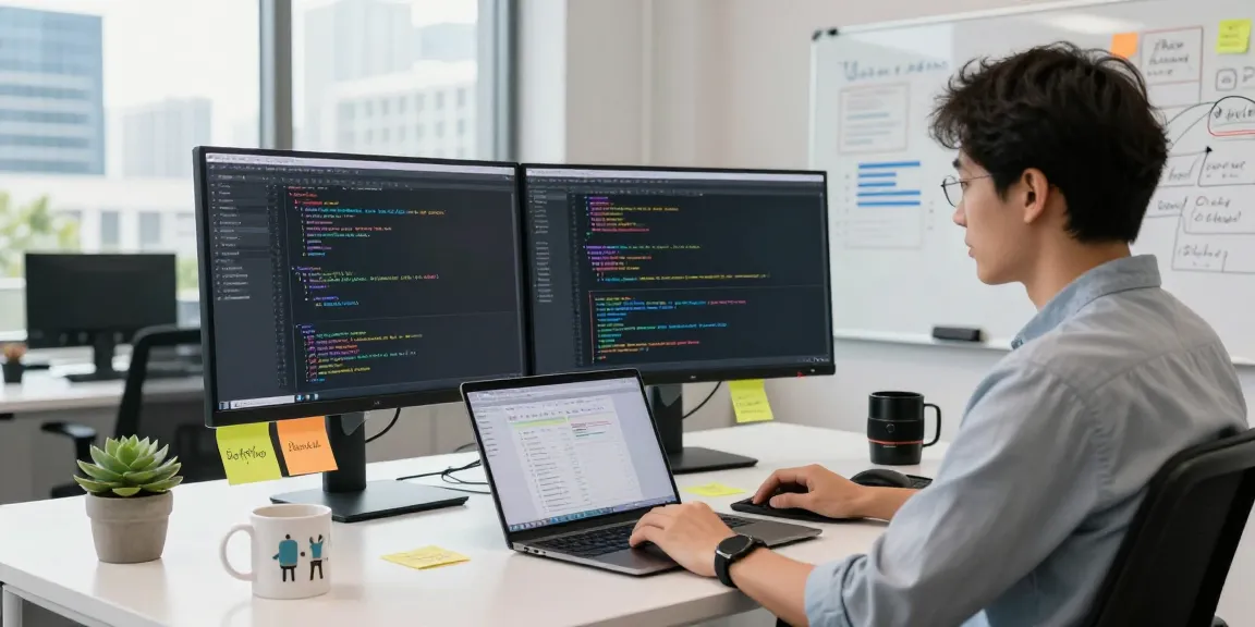 Kinetiq software engineer in a modern workspace showcasing coding and collaboration environment