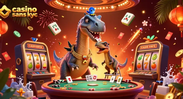 Jouer au casino sans KYC avec des personnages dynamiques et des éléments de jeu animés.