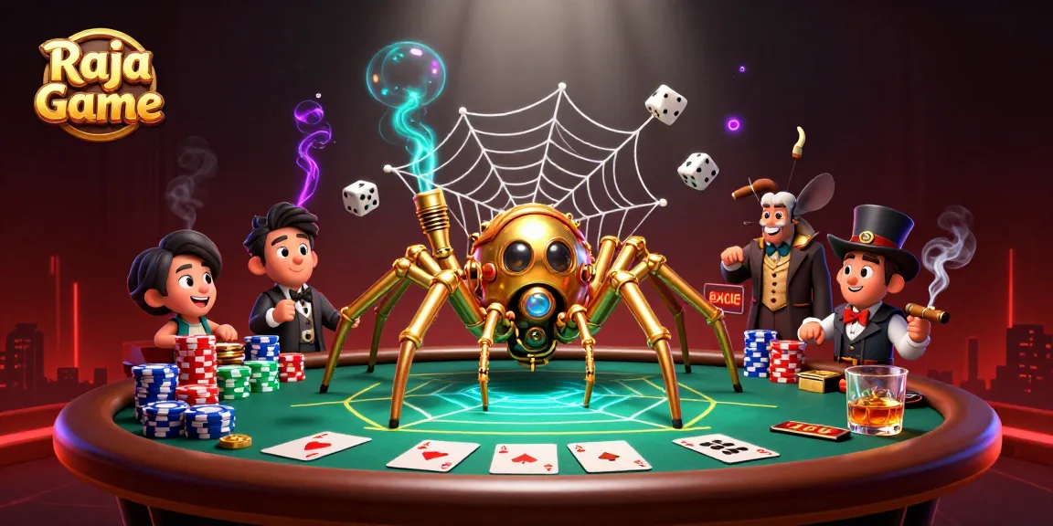Play exciting games on Raja Game with a steampunk twist in this vibrant casino scene.