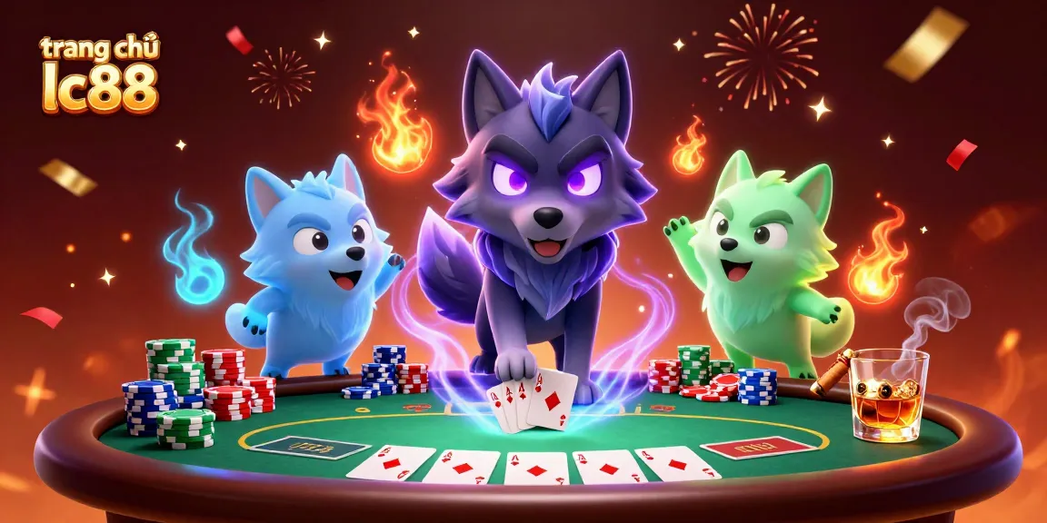Engage in thrilling gameplay at trang chủ lc88, featuring vibrant poker action with ghostly wolves.
