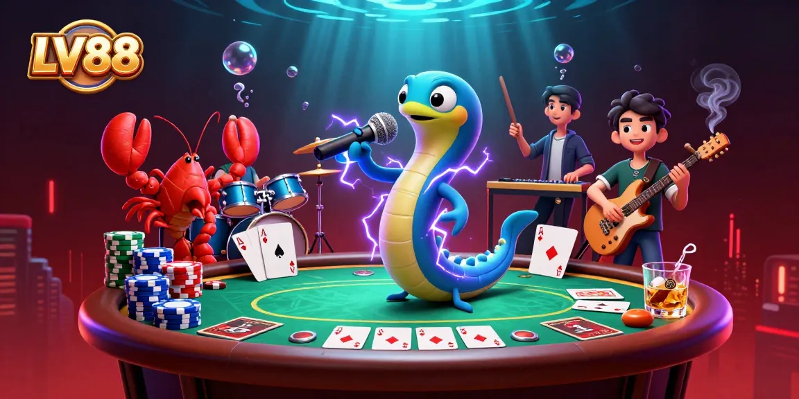 Engage in the lively atmosphere of LV88, where an electric eel DJ and band entertain at an underwater casino.
