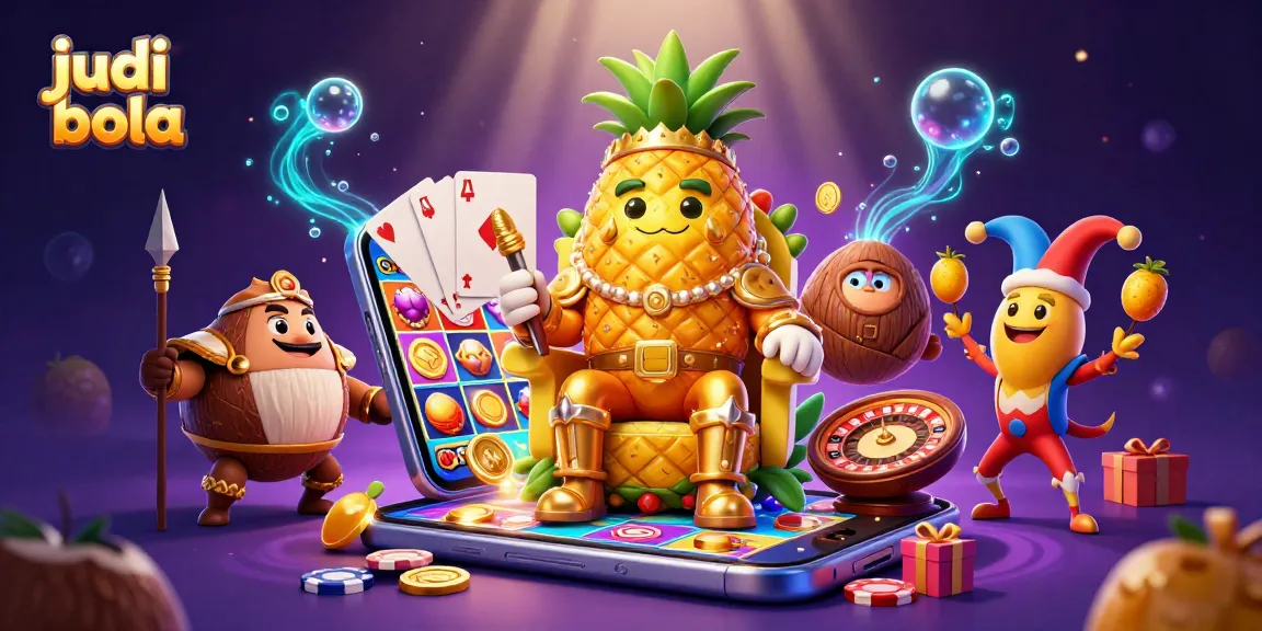 Experience thrilling judi bola action with colorful casino elements in a vibrant digital illustration.