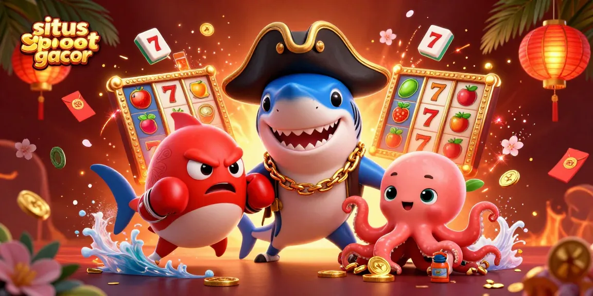 Engage with situs slot gacor as the cartoon pirate shark, pufferfish, and octopus celebrate big wins.