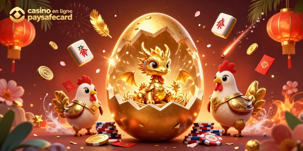 Jeux captivants au casino en ligne paysafecard avec un dragon d'or sur des jetons de poker.