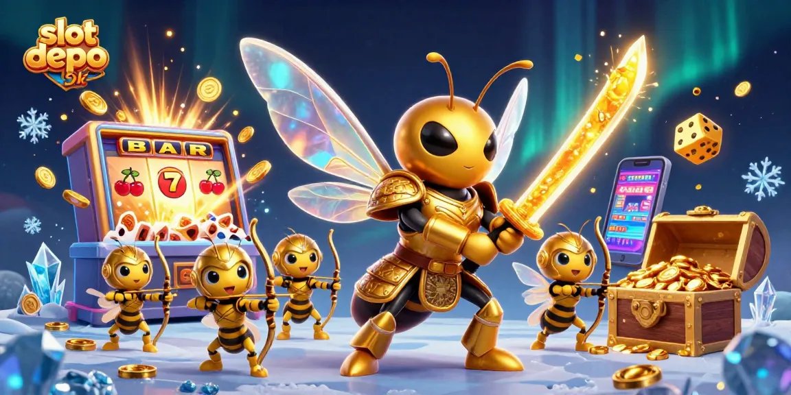 Experience the thrill of slot depo 5k with a vibrant 3D cartoon illustration, featuring dynamic characters and engaging casino elements.