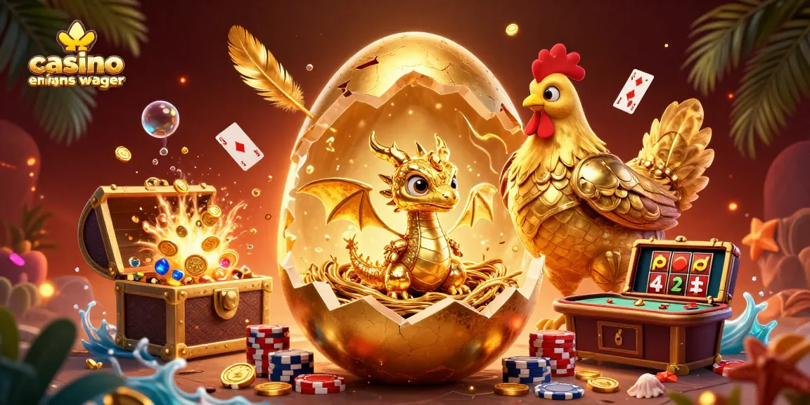 Vivez l'expérience d'un casino en ligne sans wager avec un dragon doré sur des jetons de poker entouré de trésors.
