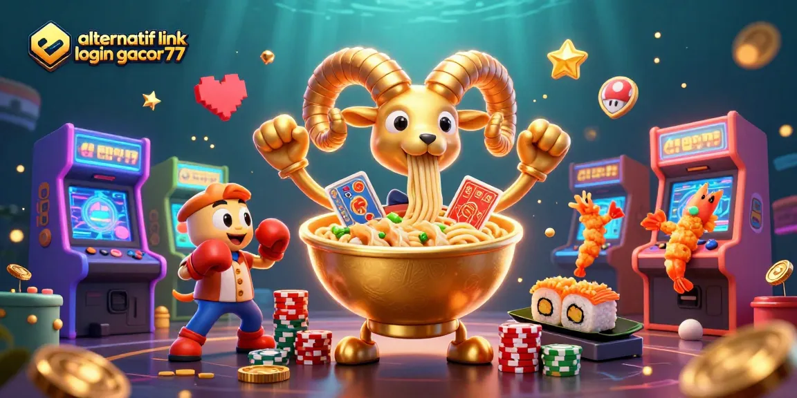 Engage with alternatif link login gacor77 in this vibrant casino illustration featuring dynamic characters.