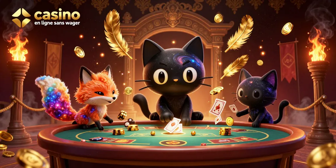 Plongez dans l'univers du casino en ligne sans wager avec ce chat noir gravitationnel et ses compagnons cosmiques.