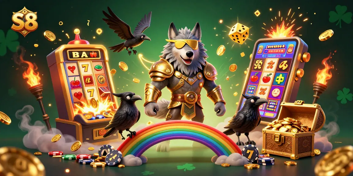 Experience thrilling wins at S8 with Odin and ravens in a vibrant casino scene.