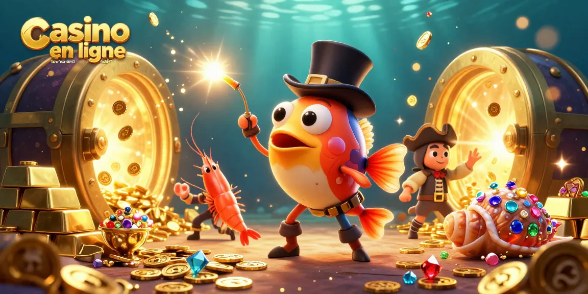 Plongez dans l'univers de casino en ligne sans wager avec des poissons en 3D attirant des pièces d'or à travers un décor sous-marin fascinant.