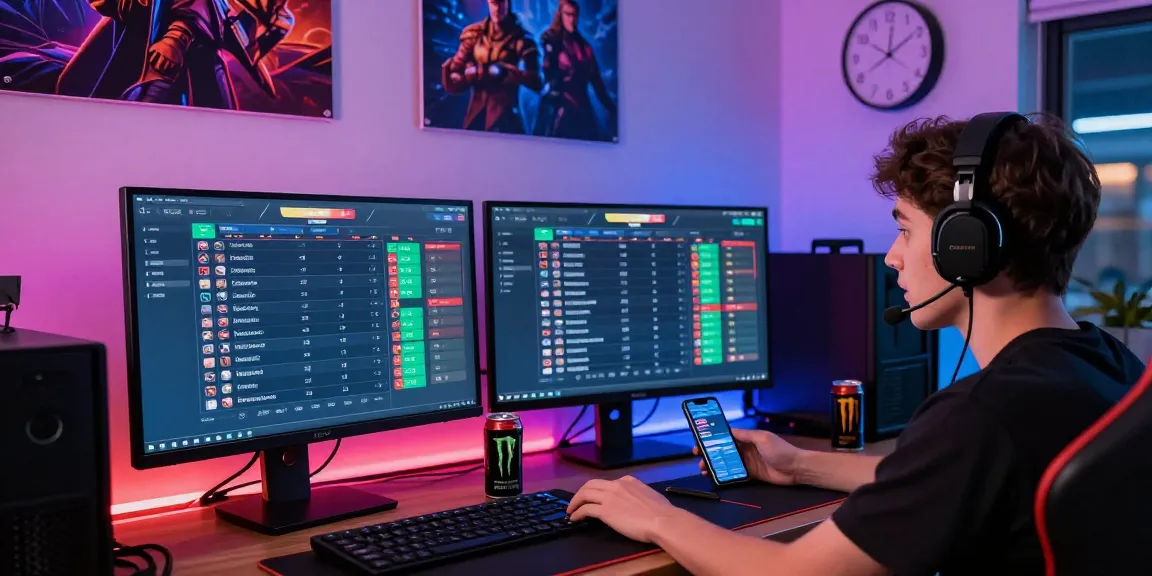Engaged user experiencing online betting through newbet4d in a vibrant home office with tech setup.