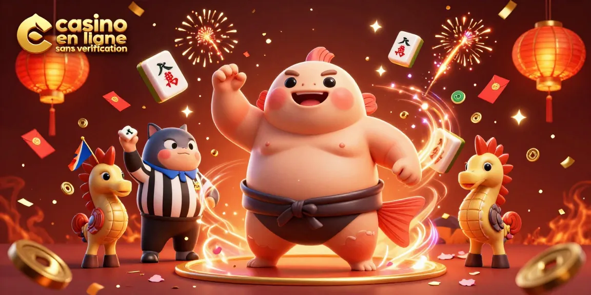 Profitez d'une scène de casino en ligne sans vérification avec un fugu, un arbitre et des spectateurs si amusants.