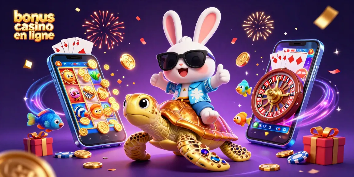 Bonus casino en ligne : Un adorable lapin chanceux et une tortue dorée vous plongent dans l'univers ludique des jeux.