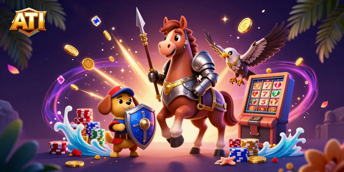 Experience high-stakes wins with ATI in this dynamic casino scene featuring vibrant slot machine action.