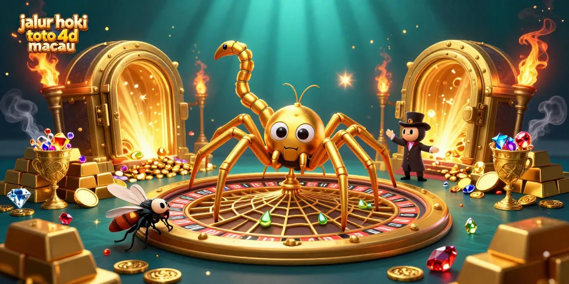 Engage with jalur hoki toto 4d macau in a vibrant casino scene featuring a golden spider and treasures.